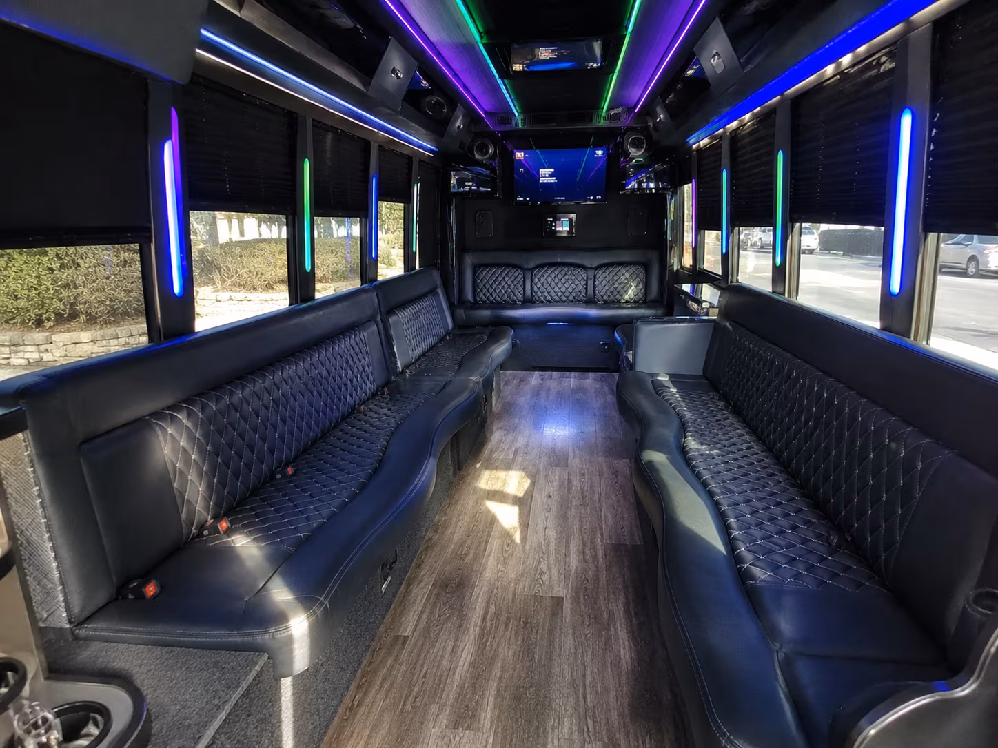 farmington 15 passenger party bus interior