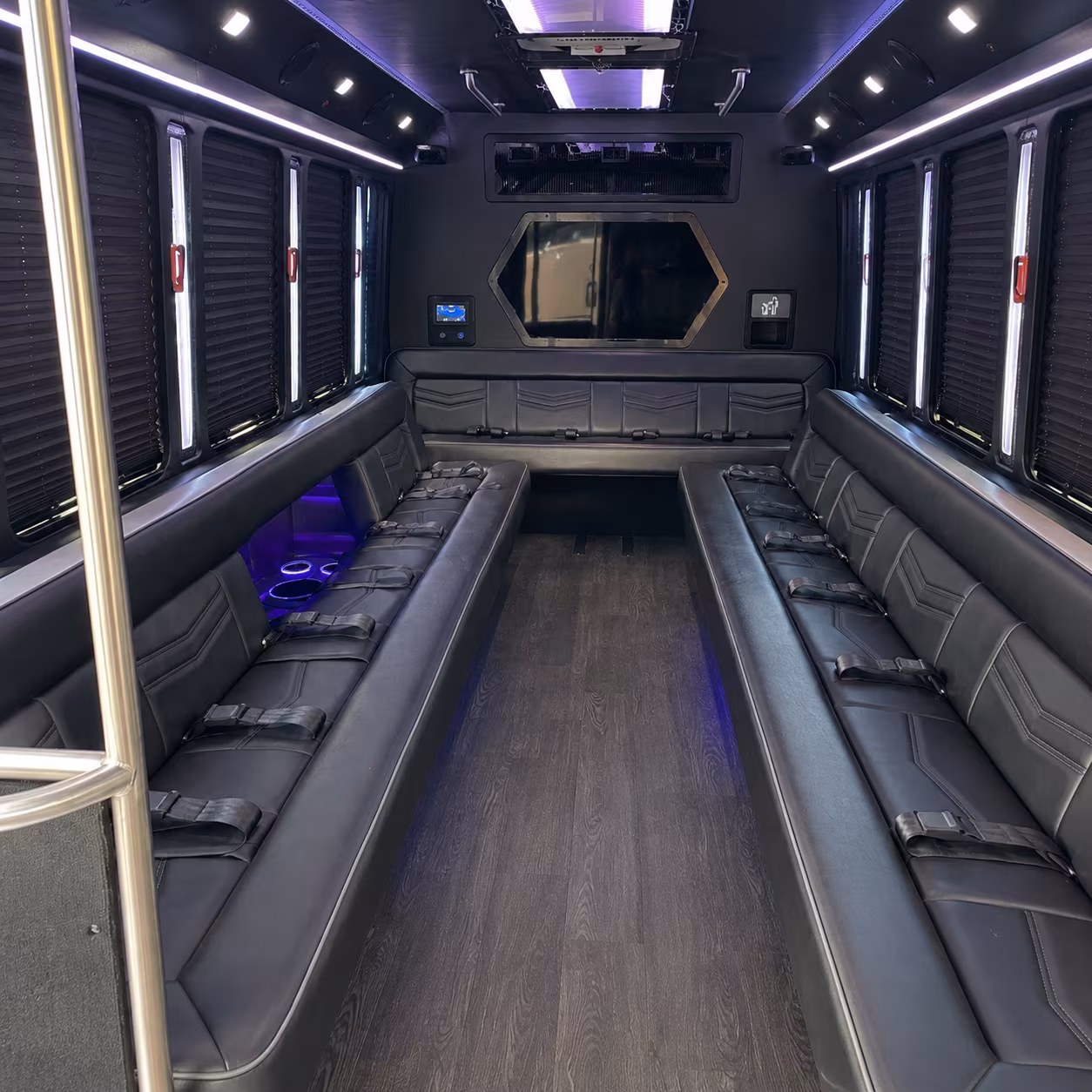 farmington 18 passenger party bus interior