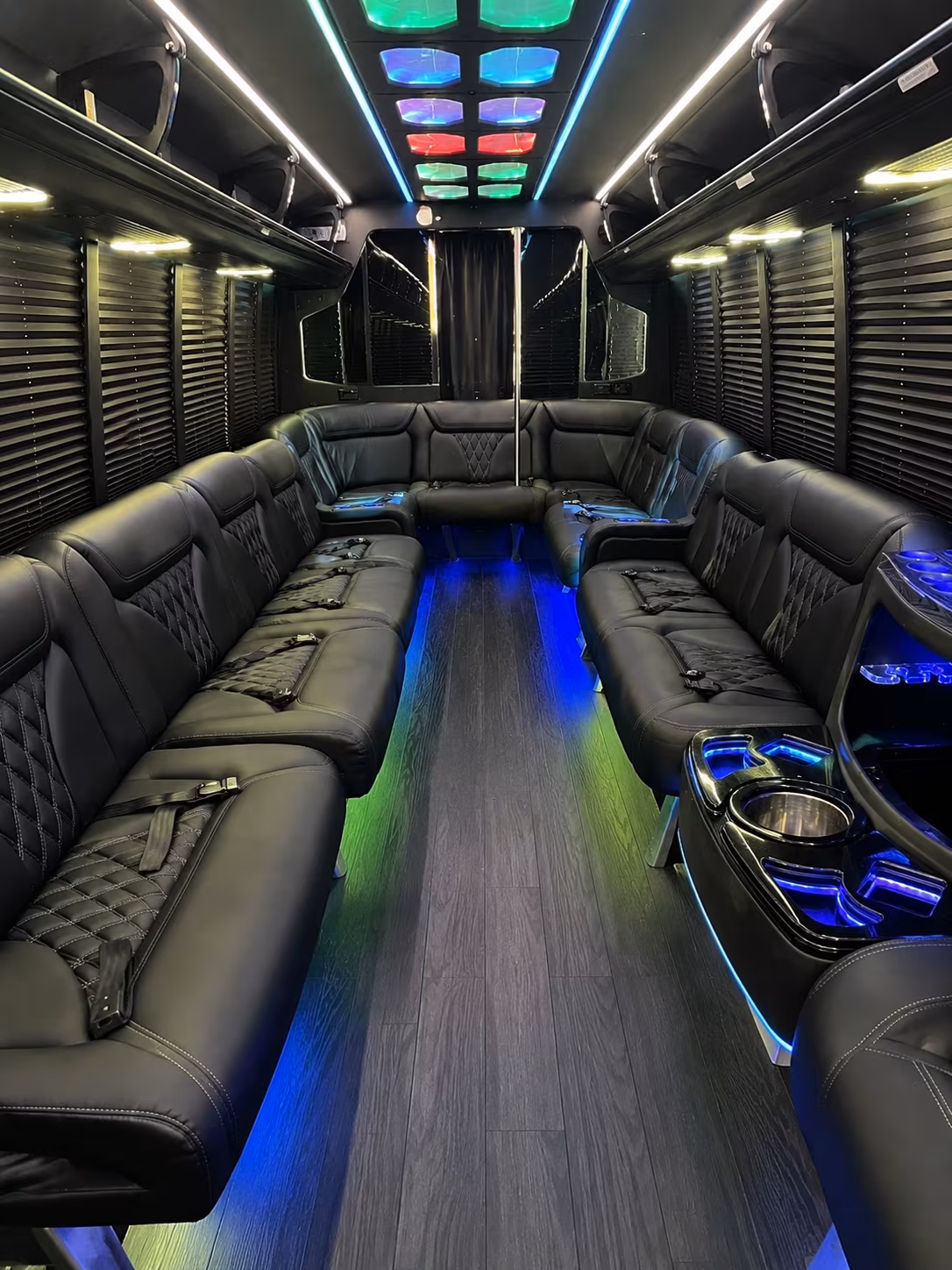 farmington 20 passenger party bus interior