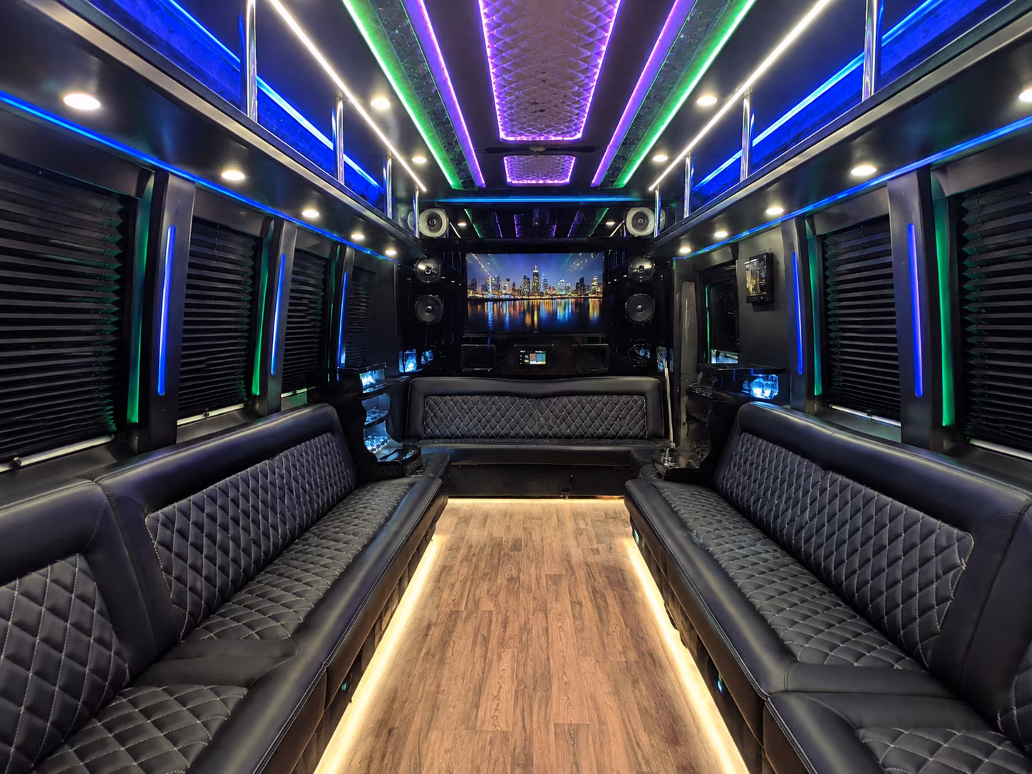 farmington 25 passenger party bus interior