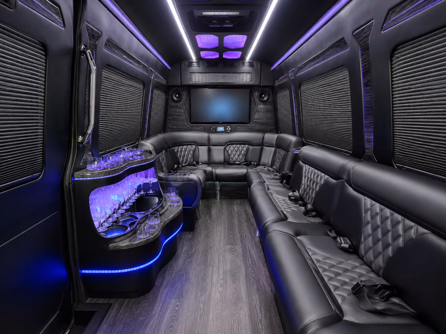 farmington 30 passenger party bus inside