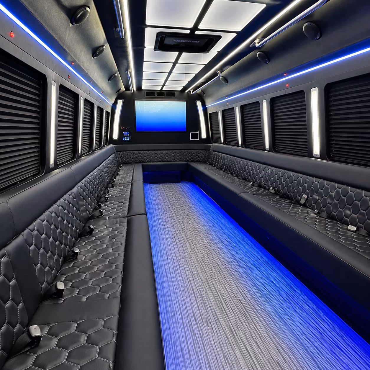 farmington 50 passenger party bus inside