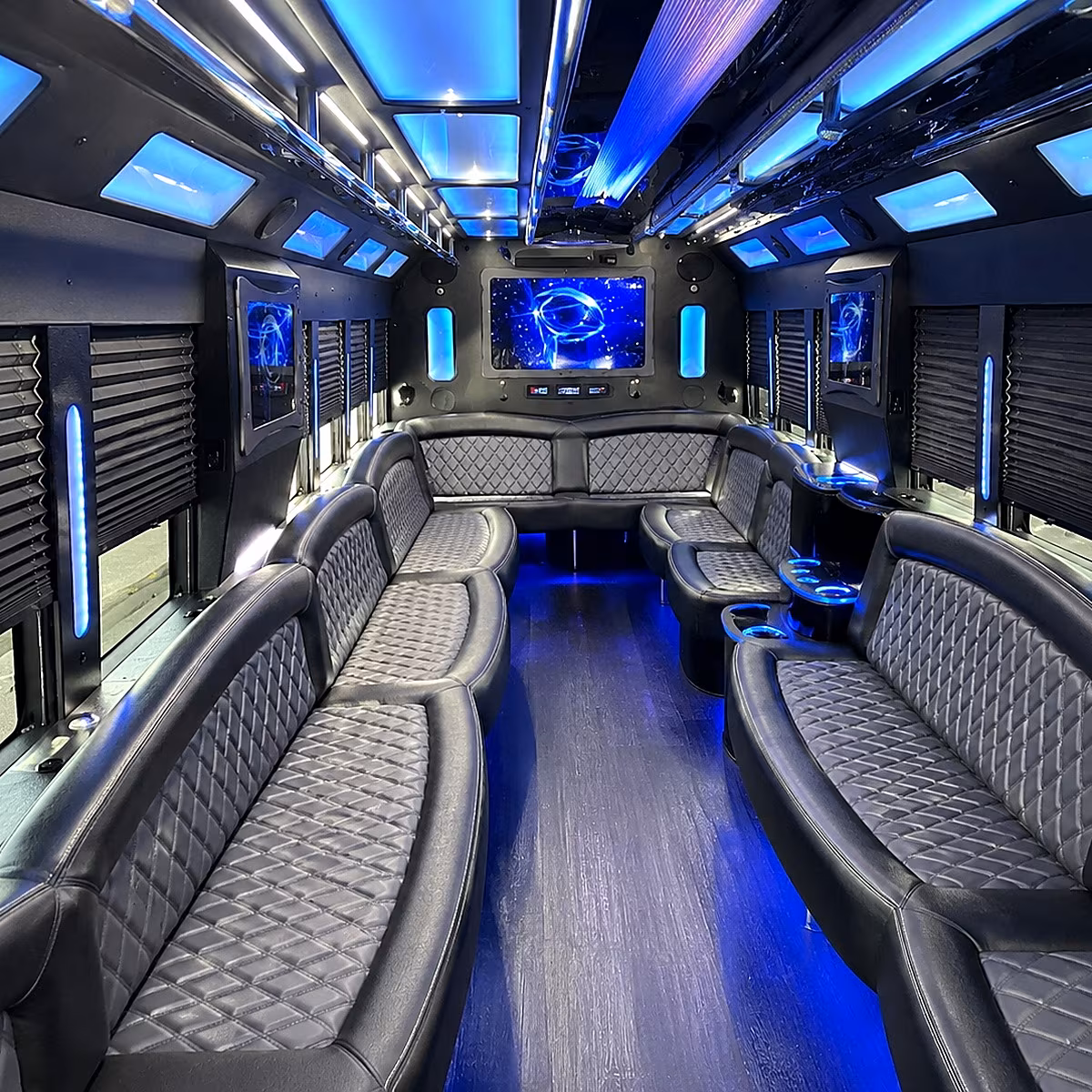farmington 50 passenger party bus interior