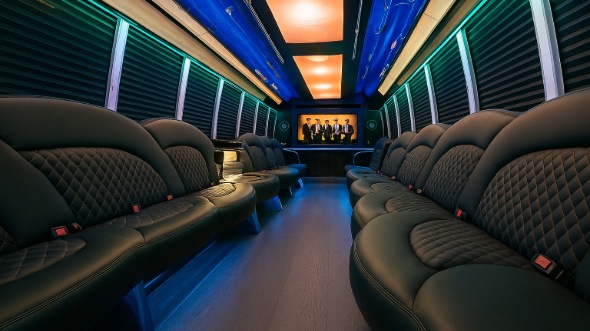 Interior of Charter Bus Company Farmington's Party Bus in Farmington