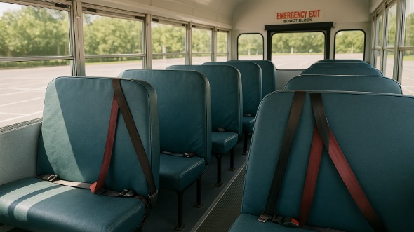 Interior of Charter Bus Company Farmington's School Bus in Farmington