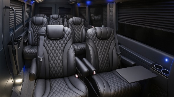 Interior of Charter Bus Company Farmington's Sprinter Van Rental With Driver in Farmington